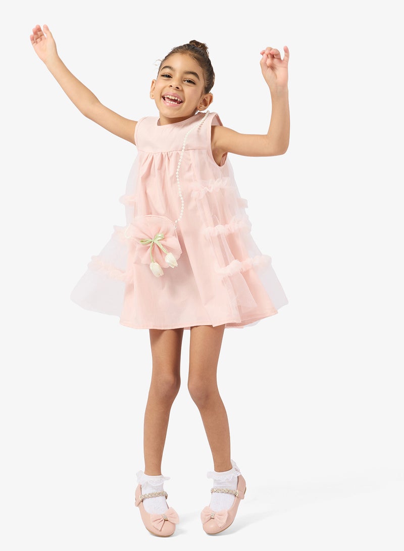 Pinata Pink Tulle Flower Occasion  Dress - Image 1